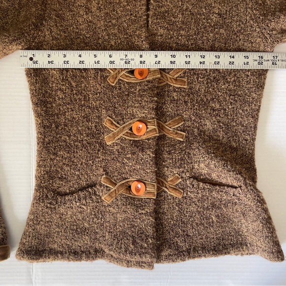 Anthropologie HWR Brown Boucle Knit Gold Velvet Trim Fitted Cardigan Sweater Sm - Picture 8 of 8